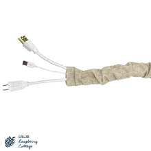 Load image into Gallery viewer, Designer Fabric Linen Cord and Chain Cover in Champagne
