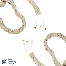 Load image into Gallery viewer, Designer Fabric Linen Cord and Chain Cover in Champagne
