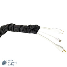 Load image into Gallery viewer, Designer Fabric Linen Cord and Chain Cover in Charcoal Black
