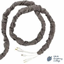 Load image into Gallery viewer, Designer Fabric Linen Cord and Chain Cover in Stone Gray
