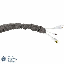 Load image into Gallery viewer, Designer Fabric Linen Cord and Chain Cover in Stone Gray
