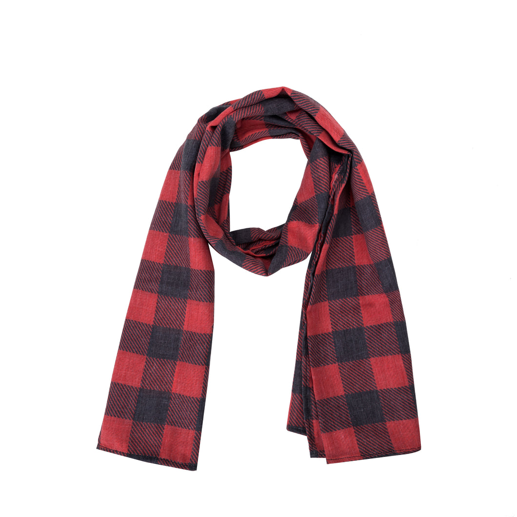 Southern Cotton Sarong Scarf in Red Buffalo Check