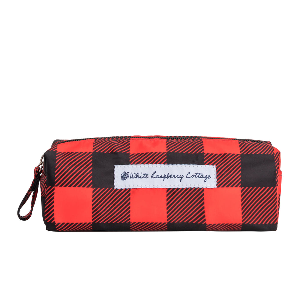 Charlotte Cosmetic Case in Red Buffalo Check