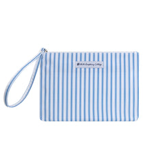 Load image into Gallery viewer, Caroline Clutch in French Blue Ticking
