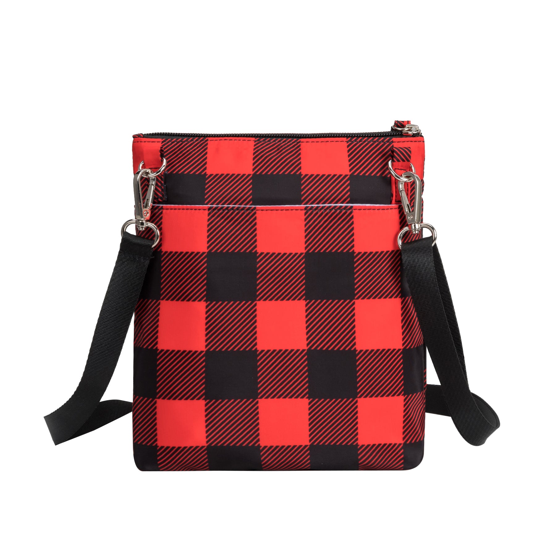 Raspberry Red Quilted Cross Body Bag with Raspberry & Ink Stripe