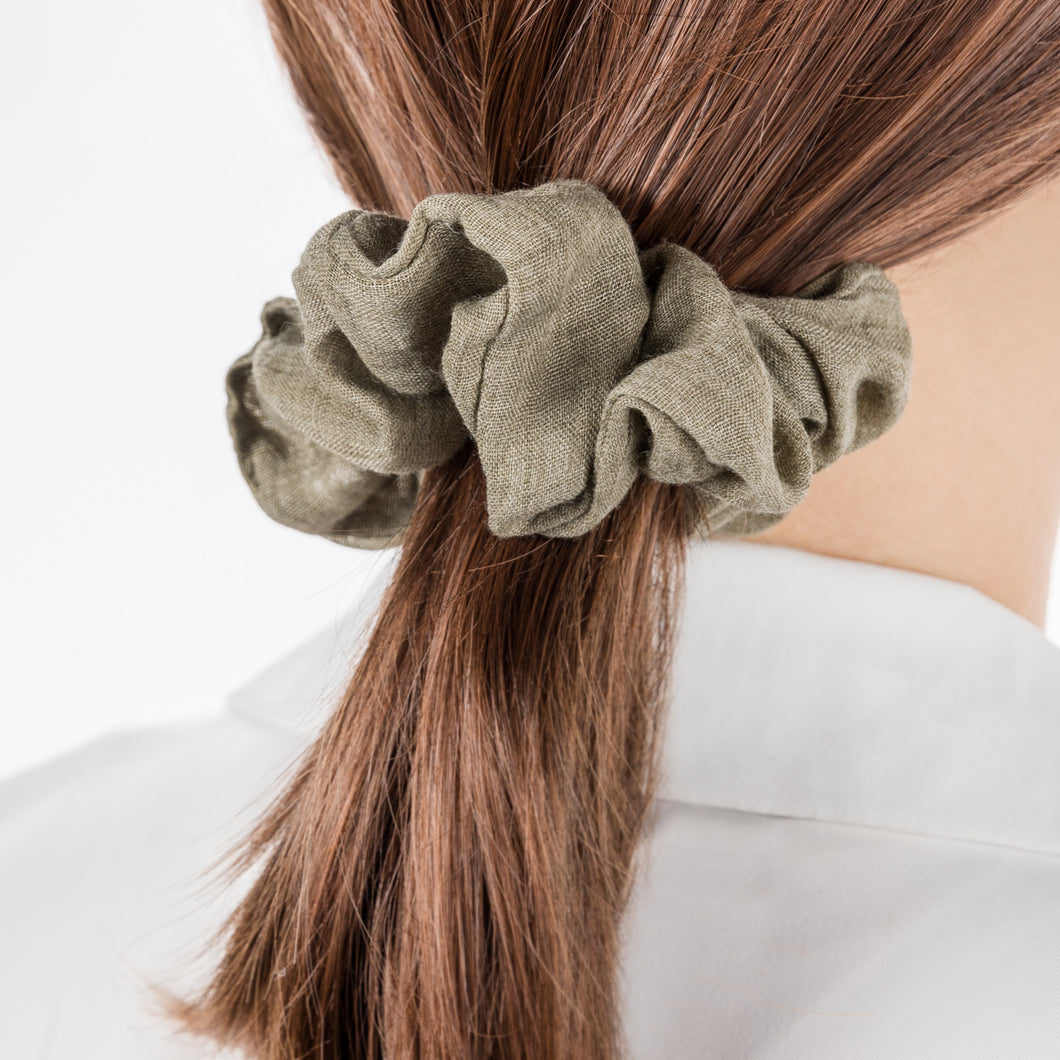 Southern Cotton Jumbo Hair Scrunchie in Olive Green
