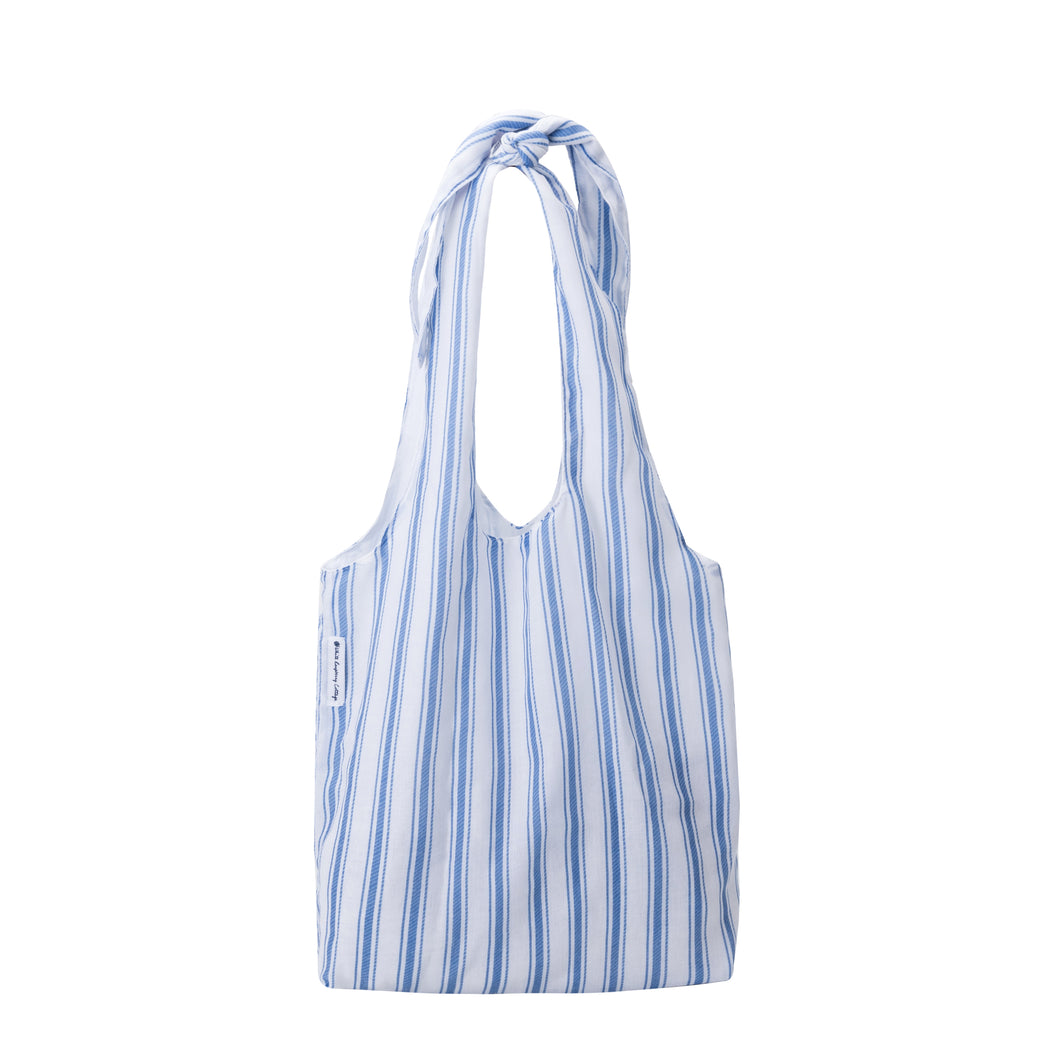 Southern Cotton Tie Knot Tote in French Blue Ticking