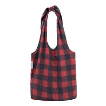 Load image into Gallery viewer, Southern Cotton Tie Knot Tote in Red Buffalo Check
