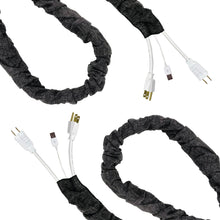 Load image into Gallery viewer, Designer Fabric Linen Cord and Chain Cover in Charcoal Black
